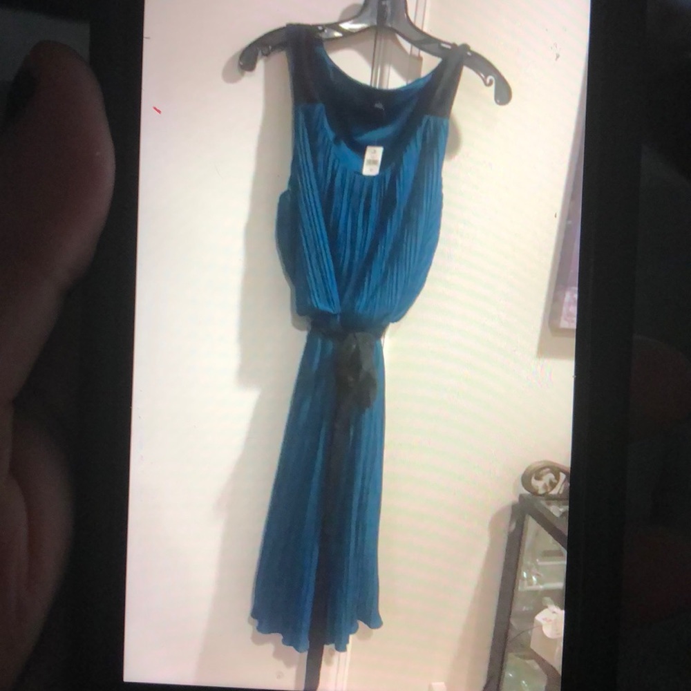 Banana Republic dress teal mini pleats 12 NWT $188